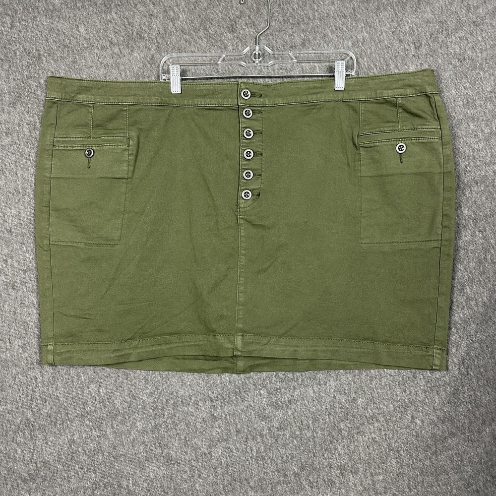 Torrid Mini Twill Button Fly Skirt Womens 30 Green Deep Depths Stretch Pockets